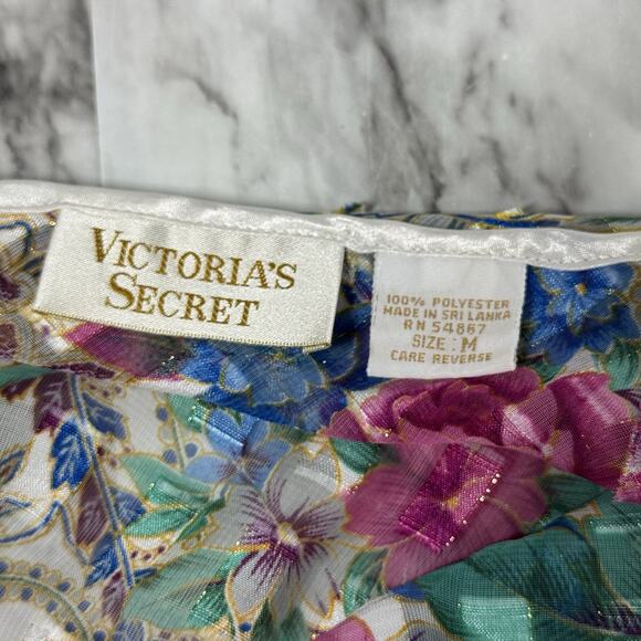 Vintage Victorias Secret Gold Label Lingerie Medium Teddie Floral Sheer Ruffle - Picture 6 of 11